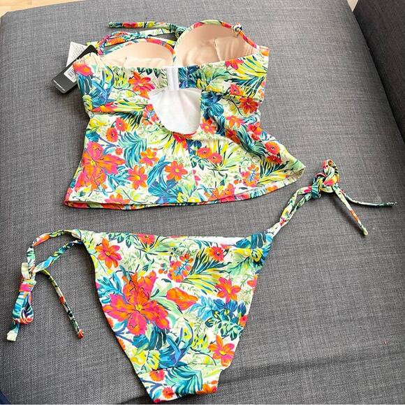 Gossard Floral 2 Piece Bikini Set Halter Neck Swimsuit Woman size XS - Picture 4 of 13